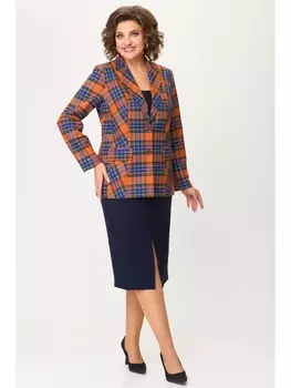 Юбочные костюмы 412+597 клетка терракот+синий