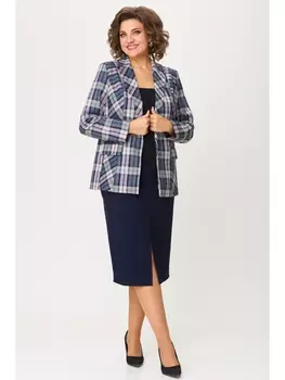 Юбочные костюмы 412+597 синяя клетка+синий однотон