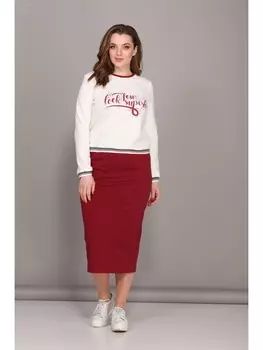 Юбочные костюмы 442 белый+бордо