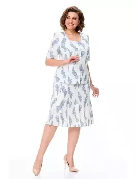 Юбочные костюмы 5017 белый с принтом