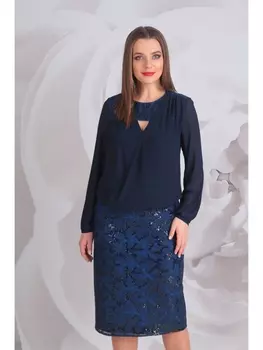Юбочные костюмы 6351-темно+синий+синий