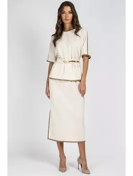 Юбочные костюмы 801 молочный с меланжем