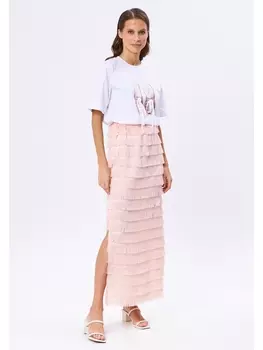 Юбочные костюмы 8030 белый/персик