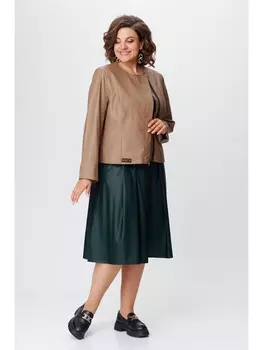 Юбочные костюмы 852/952 бежевый+изумруд