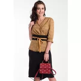 Юбочные костюмы Костюм Ницца с поясом (карамель, цветочки) К1287-11