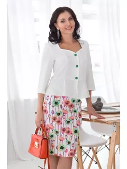 Юбочные костюмы Костюм жакет + юбка "Выбор леди" (маки) К1618-11