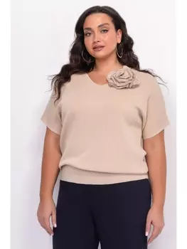 Кофты, джемперы Бежевый вязаный джемпер из вискозы *PREMIUM арт.3336