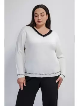 Кофты, джемперы Джемпер белый с V-образным вырезом арт.3822
