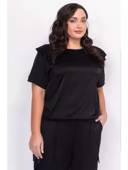 Кофты, джемперы Шелковистый черный свитшот с оборками 3300