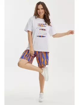 Костюмы с шортами 2438 белый+синий+оранж