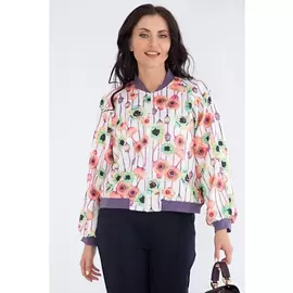 Куртки Бомбер "Яркий выход" (белый с цветочным принтом) Б1633-11