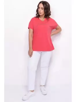 Майки, футболки Алая футболка со стразами в тон арт.3307