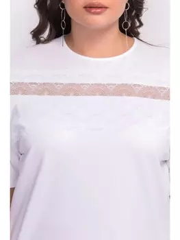 Майки, футболки Белый хлопковый свитшот с кружевной вставкой 3285