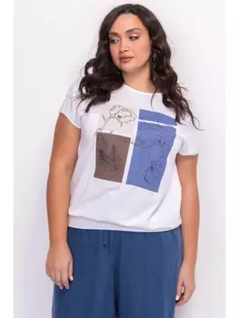 Майки, футболки Белый хлопковый свитшот с принтом 3296