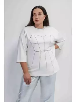 Майки, футболки Футболка белая со стразами арт.3877