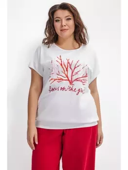 Майки, футболки Футболка с круглым вырезом с принтом и стразами арт.3714