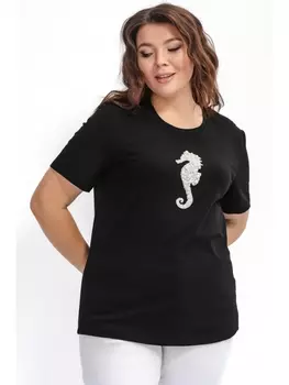 Майки, футболки Футболка с жемчужным декором, черная арт.3606