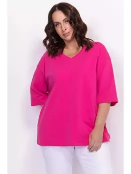 Майки, футболки Хлопковый свитшот свободного силуэта фуксия 3312