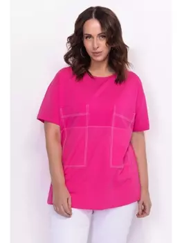 Майки, футболки Свитшот с контрастной отстрочкой по карманам 3260 фуксия