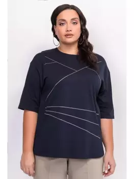 Майки, футболки Темно-синий свитшот с имитацией страз 3206