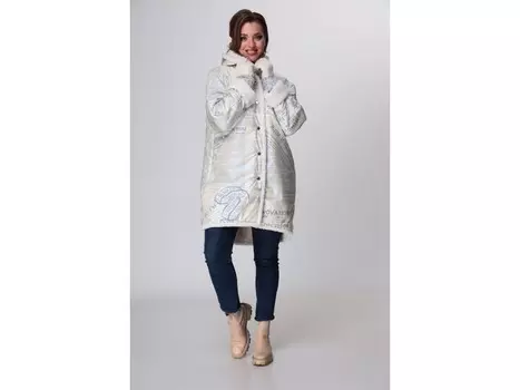 Пальто 7123 молочный перламутровый