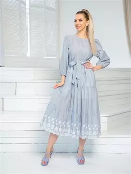 Платье 01-558ш голубой+белый