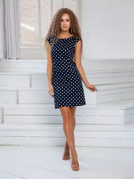 Платье 01-598 темно-синий горох