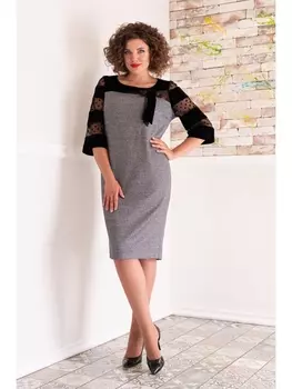 Платье 1076 серый/черный