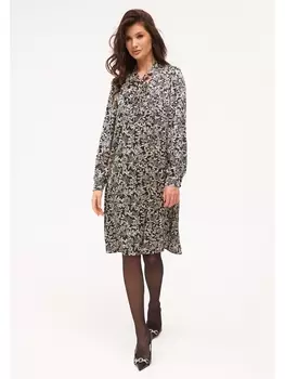 Платье 1091 черный с принтом