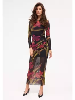 Платье 1094 черный с принтом