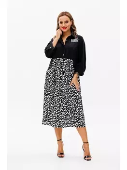 Платье 1107 черный/горох