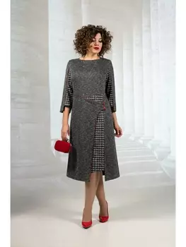 Платье 1148 серый/красный