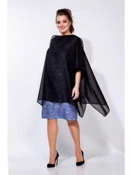 Платье 1160 голубой/ черный