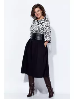 Платье 1160 молочный/черный