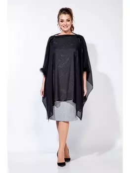 Платье 1160 серебро/черный