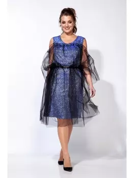 Платье 1163 голубой/черный