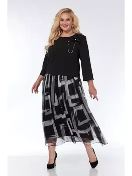 Платье 1169 черный+белый