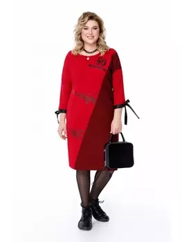 Платье 1186 бордовый и черный