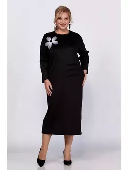 Платье 1191-1 черный+белый цветок