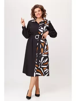 Платье 1210 черный+мультиколор