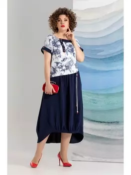 Платье 1220 синий/белый