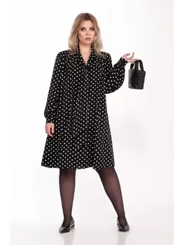 Платье 1229 черный в белый горох