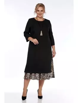 Платье 1280 чёрный/леопард