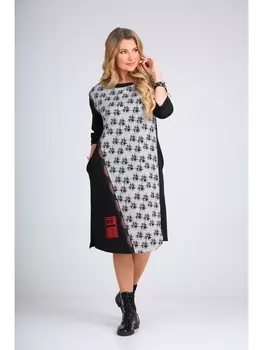 Платье 130110 серо-черный