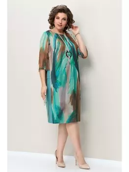 Платье 1349 бирюзово-бежевый