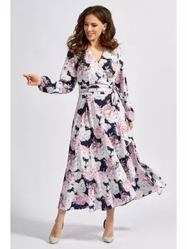 Платье 1417 розы на синем