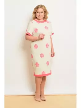 Платье 1427-молочный+розовые_цветы
