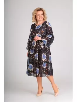 Платье 1434-синие цветы