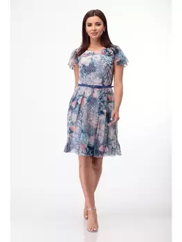 Платье 145 синие тона с тюльпанами