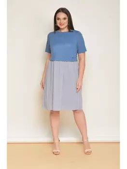 Платье 1515-голубой +полоска